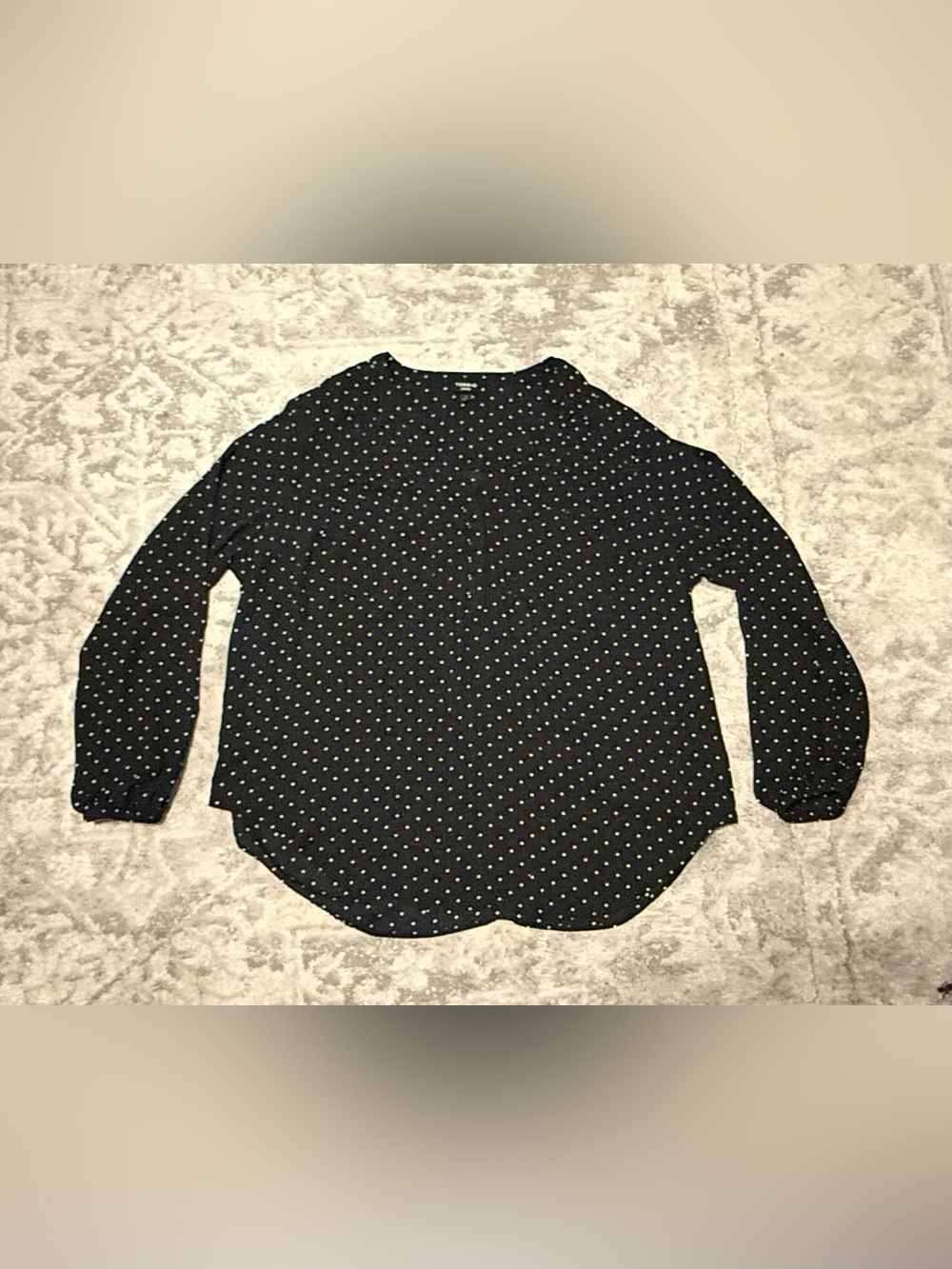Torrid Plus Size 1 Black White Polka Dot Blouse 3/4 Sleeve Stretch Top